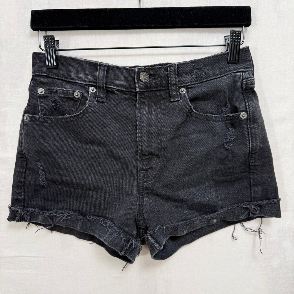 Gap Denim Shorts Womens 2P Washed Black High Rise 4 Inch Distressed Raw‎ Hem 26